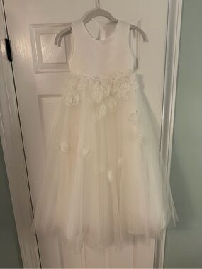 Ivory Floral Tulle Formal Dress for Girls